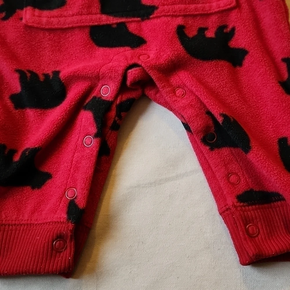 Carter's 3m Red & Black Polar Bear Fleece Sleeper With Ears
